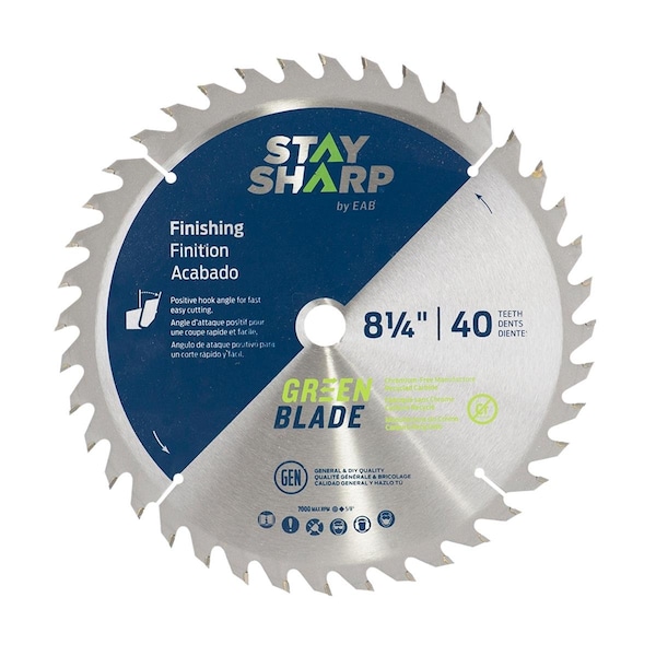 Stay Sharp 8.25 in. x 40 Teeth Finishing Green Blade Saw Blade - Recyclable 2110715 - main